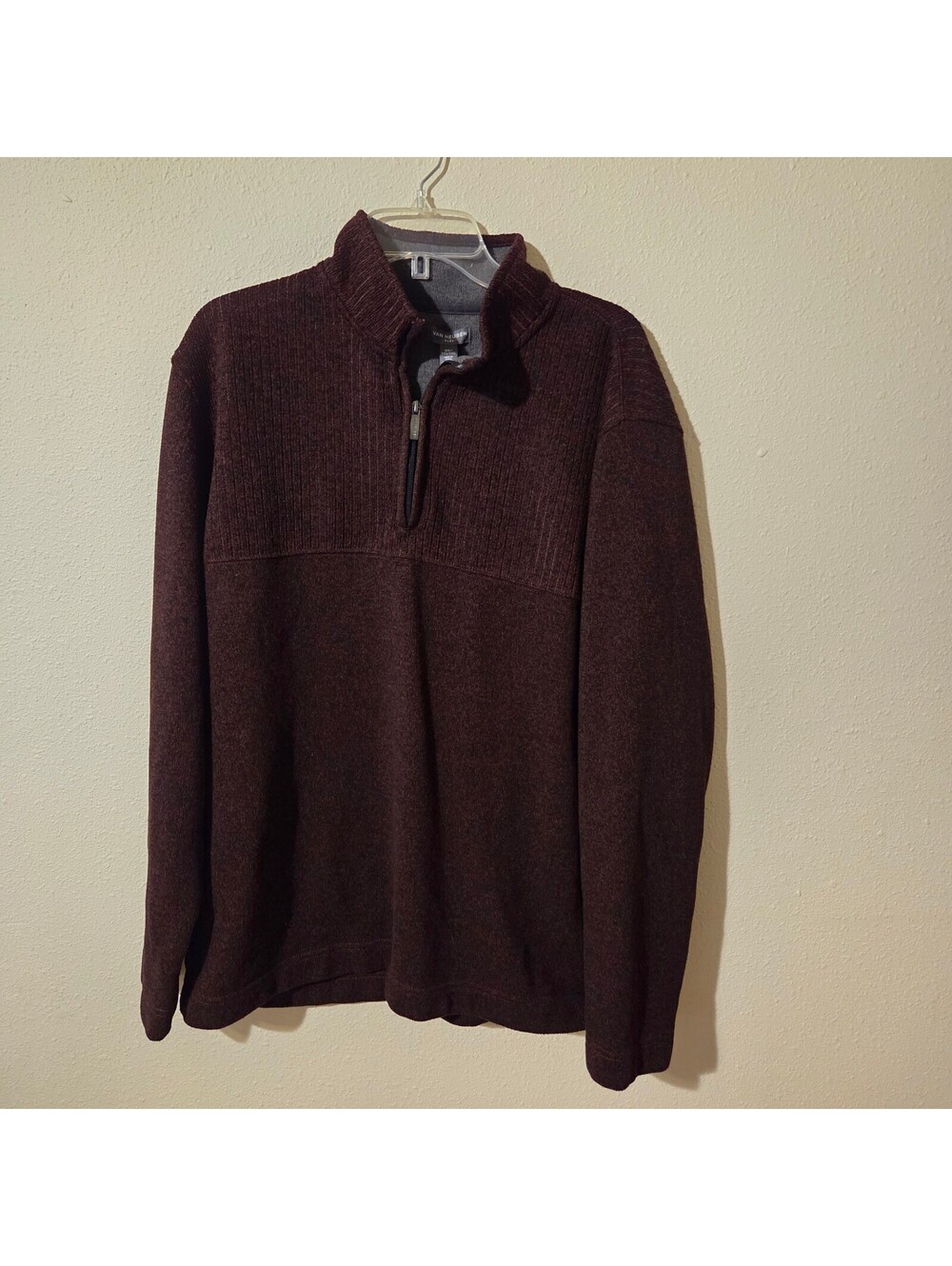 Van Heusen maroon quarter-zip pullover sweater